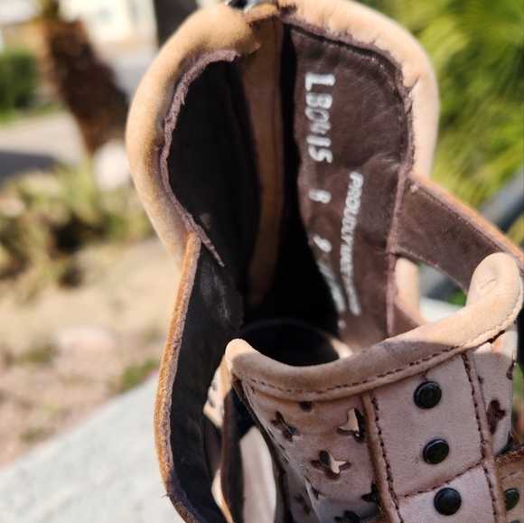 Lane Boots Artesia‎ Cut Out Ankle Bootie Western Cowgirl Beige - Picture 7 of 10